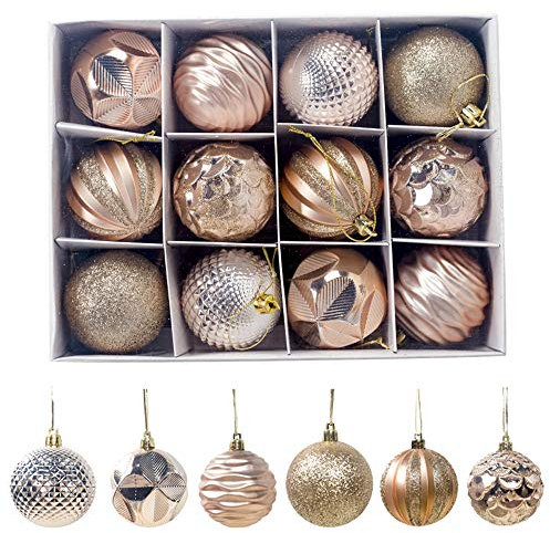 12pcs Christmas Tree Baubles, Christmas Balls Decoration Christmas Tree Pendants Gifts (Orange)