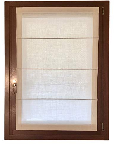 Mauro - Cortinas de listones para ventanas confeccionadas a medida, tejido efecto lino, color cuerda, 50 x 135 cm