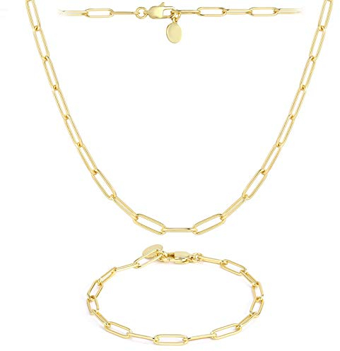 ALEXCRAFT Gliederkette Edelstahl Lange Hammer Flachkette Ankerkette Gold Halskette mit Verstellbarem Hakenverschluss für DIY Schmuckherstellung