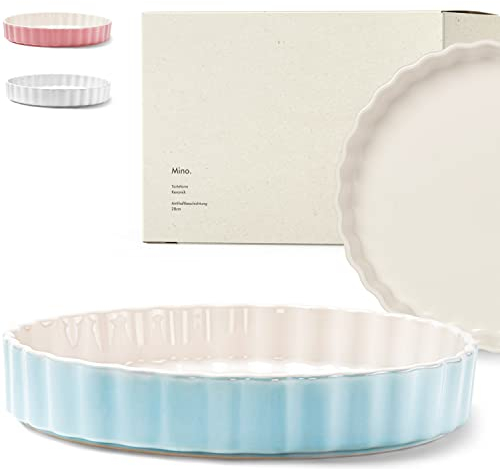 KIVY Teglia Forno [28 cm] | Teglia da Forno in Ceramica Antiaderente | Stampo per Dolci in Ceramica Blu | Stampo per Torte | Stampo per Quiche | Stampo in Ceramica Rotondo