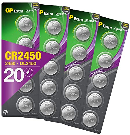 CR2450 Battery 3V Lithium Pack of 20 Batteries by GP Batteries Type CR2450 Cell Size Alkaline Extra Batteries ideal for: Toys/Radio's/Garden equipment Parent listing (20 x CR2450)