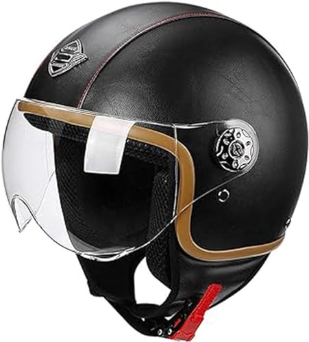 Retro motorcykelhjälm vuxna motorcykel jethjälmar säkerhetshjälm personlighet vintage motorcykel halvhjälm, för gatuscykel cruiser chopper moped scooter motorcykel bekväm hjälm D, XL