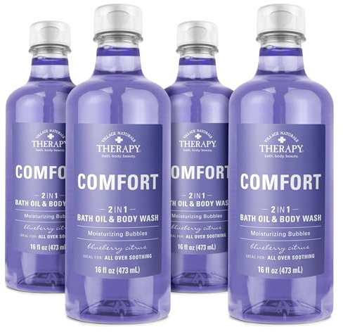 Village Naturals Therapy, Comfort 2-in-1 Foaming Bath Oil & Body Wash, 16 oz, Pack of 4