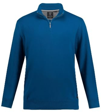 JP 1880 Maglione Polo in Puro Cotone con Collo Alto, Zip e orli a Costine Verde Blu 7XL 716842768-7XL