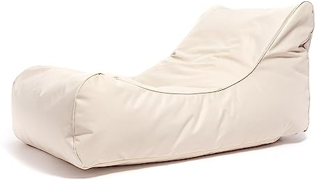 Ecopuf - Master Polyester Pouf Sessel Outdoor Chaise Longue - Sitzsack mit Staufach und Griff - Robuster Stoffsack - Entspannungssessel - Wohnungseinrichtung - 115x65x60cm, Creme Nc18