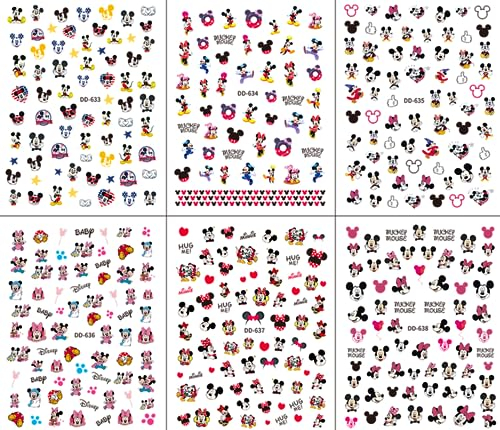 Nagelsticker,Selbstklebend Nagelaufkleber 6 Blatt Micky Minni Nail Art Abziehbilder DIY Nail Art Dekoration für Frauen Mädchen Kinder
