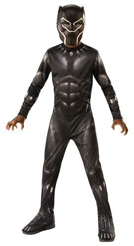 RUBIE'S Officiell Avengers - klassisk Black Panther barndräkt - storlek 3–4 år - Marvel superhjältedräkt med jumpsuit och mask - för halloween, karneval, julklappsidé