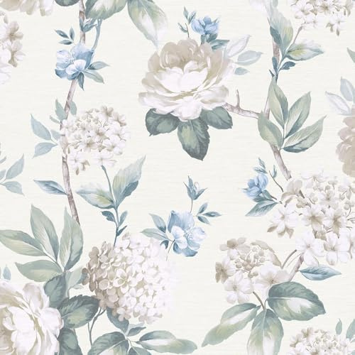 Keeka blommiga blommor och kronblad vintage stil neutrala toner tapet blå/grädde perfekt för romantiska sovrum och funktion väggar vardagsrum arthouse 923802