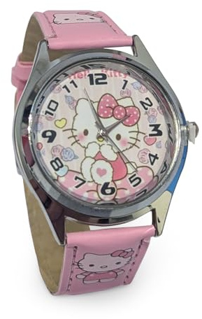 LuminaLux Girls Analog Quartz Watch, Colorful Leather Strap for Girls, Gift for 3-10 Year Olds, Hello Kitty, Disney Princess, Packed in Colorful Box Gift