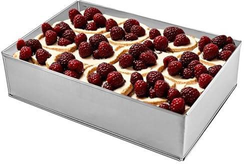 YILANJIN 8cm Hohe Backrahmen Rechteckig Verstellbar, Tortenring für Kuchen, Mousse, Desserts und Tiramisu, Edelstahl Backform Groß, Silber