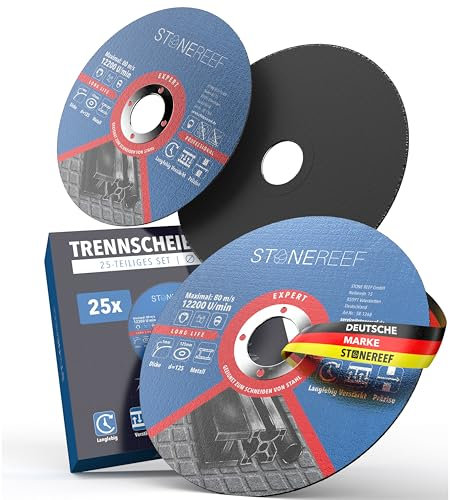 Trennscheiben [125x 1,0x 22,23mm] Extra Dünne, Zweifach Verstärkte Flexscheiben (1mm) – 125mm für Winkelschleifer & Flex – 25er Set für präzise Metallbearbeitung – Ideal für Stahl und Edelstahl