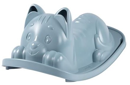 Smoby Life - Bascule Chat Bleu - Assise Ergonomique - Poignées de préhension - Matière Recyclée - A Partir de 18 Mois - Fabrication Française