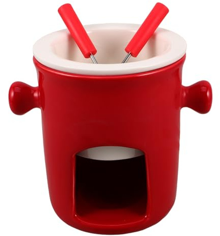 WATIIFUFU Fonduta Cioccolato in con Forchette Rosse Scaldaburro e Sciogli Caramelle e Feste Design Unico e Resistente al Calore