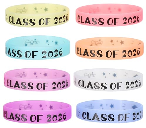 UKCOCO 8 st examensarmband - Lysande silikonarmband för 2026 - Armband med examenstema, festtillbehör för evenemangsfirande