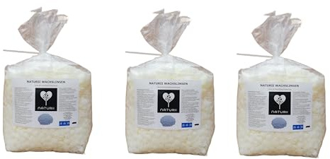 Naturii Cera di Paraffina per Candele Punto di Fusione 56°C (capacità di Alta Profumazione) Combustione Pulita Varie Dimensioni (1, Chilogrammi)