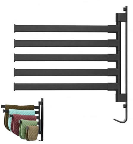 Wall Mounted Saddle Pad Rack with 5 Swivel Arms, 180° Swing Horse Blanket Holder, Heavy Duty Iron Alloy Tack Storage Rack for Horse Equipment Organization and Stable Accessories