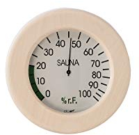 eliga Hygrometer weiß 120 mm im Holzrahmen rund 155 mm für Sauna