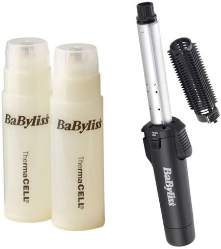 Babyliss 2583BU + 4580U Pro Cordless Portable Gas Combined 19mm Hair Styling Brush/Tong 2X Extra Free Energy Cells
