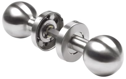 Amig - Juego de Pomos Giratorios Redondos para Puertas de Interior Mod. 11GR - ø62 x 77 mm - Embellecedor de Placa Rectangular - Agarre Ergonómico - Acero Inoxidable 18/8 Mate