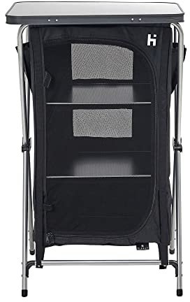 Hi-Gear Elite 4 Cupboard with Durable Steel Frame & Water Resistant Fabric, Easy to Assemble, Portable, Folding Storage Unit, Organiser, Ideal for Camping and Festivals, includes Carry Bag, Black