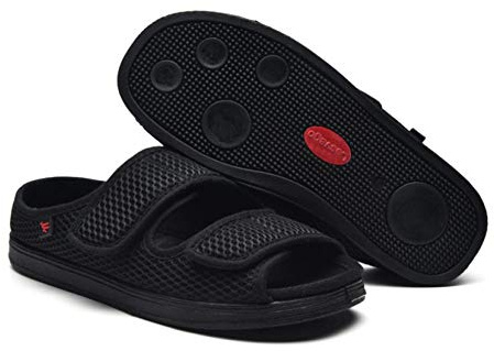 Nwarmsouth Unisex vuxen hälsosko, justerbara tofflor för diabetiker, svullna fötter, tofflor för gravida kvinnor – 42_svart, hälsosko för seniorer och diabetiker