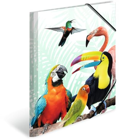 HERMA 19968 Carpeta de dibujo Animales exóticos con motivo de Camarilla tropical, A3, plástico resistente, con impresión interior, carpeta de 1 palmo