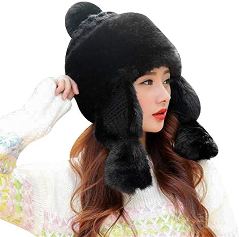 QCHOMEE Chapka Parent-Enfant Chapeau Hiver en Fausse Fourrure Thermique Femme Fille Casquette Chaud avec Oreillettes Couvre-Visage Anti-Vent/Froid pour Ski Snowboard Moto Camping