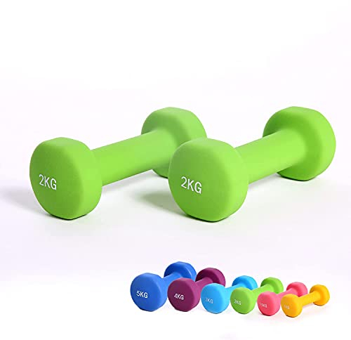 Hansson.Sports Aerobic Hantel Gymnastikhanteln Neopren Hantel Hantelgewicht Paar (2 x 2 Kg Grün)