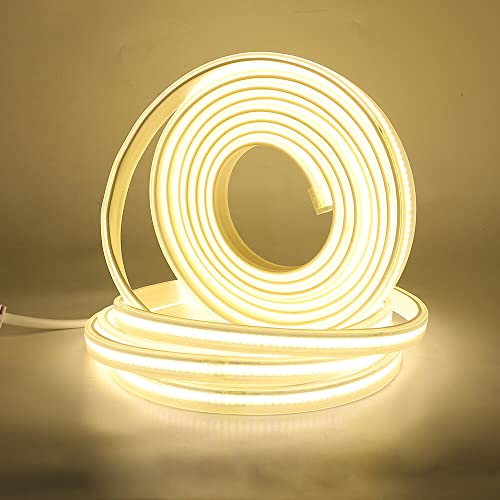 XUNATA COB LED Streifen, 220V 288leds/m Superhell Hohe Dichte, Kein Bleidraht, Flexibles COB LED Lichtband Strip für Schlafzimmer Küche DIY Innendekoration (Natürliches Weiß, 1M)