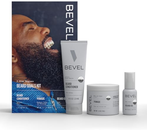 Bevel Mens Beard Grooming Kit - Includes Beard Conditioner, Hair Nourishing Pomade, and Beard Oil to Soften, Hydrate and Strengthen Beard and Reduce Skin Irritation and Redness
