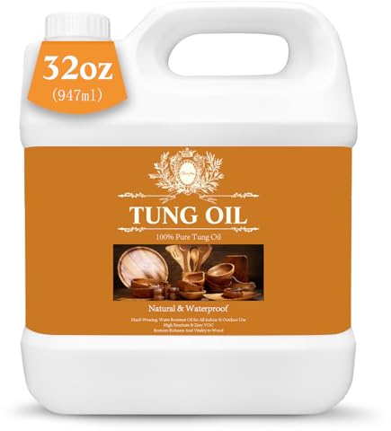 32 OZ Tung Oil for Wood Food Safe, 100% Pure Tung Oil for Wood Outdoor, Food Grade Wood Sealer, Waterproof Sealer for Wood, Wood Sealer Indoor, Tung Oil Finish, Wood Oil for Outdoor Furniture/Board