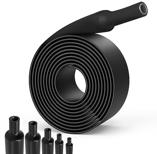 Lsnisni 3:1 Guaina Termorestringente Ø7,9/15,4/19,1/30/40mm, Tubo Termoretrattile con Adesivo 2m, Guaine Termoretrattile Nero (Ø7,9mm 2m)