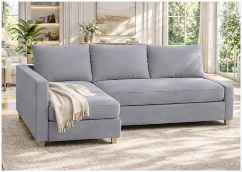 Durevole fodera di ricambio per divano Friheten, compatibile con la fodera componibile angolare per divano letto IKEA Friheten. Solo copridivano! (Poliestere Grigio chiaro destra più lungo)