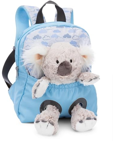 NICI Kinderrucksack blau 2 in 1 mit Kuscheltier Koala 25cm - Kindergartenrucksack Mädchen & Jungen - Weicher Rückenbereich & verstellbare Gurte - 49840