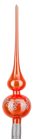 Navidacio Punta per albero di Natale, grande, 35 cm, colore arancione lucido, punta per albero di Natale, albero di Natale, albero di Natale, albero di Natale