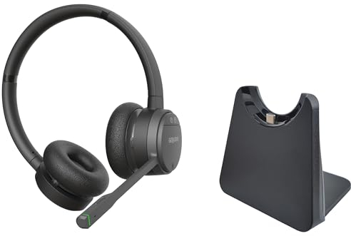 GEQUDIO GC-2 DECT Headset mit Ladestation für FritzBox - Kabellos Telefonieren am FritzFon – Duales Headset mit Bluetooth - GC-2 (2-Ohr) & Ladeschale
