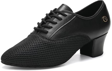 RUYBOZRY Dansskor för Kvinnor, Latin, Salsa, Tango, Föreställning övningsdansskor Svart 5 cm Klack Mocka Sula, EU 37
