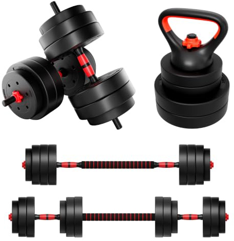 ATHLER Lion 25 Set d'Haltères Bitumineux 20 kg | Poids réglables pour entraînement de force | Barres antidérapantes et sûres | Disques solides et durables | Idéal pour musculation à domicile