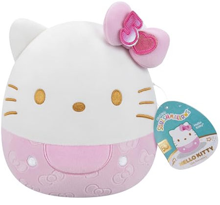 Squishmallows SQSN00920 - Hello Kitty mit Schleife 20 cm, 50 Jähriges Jubiläum, offizielles Jazwares Plüsch