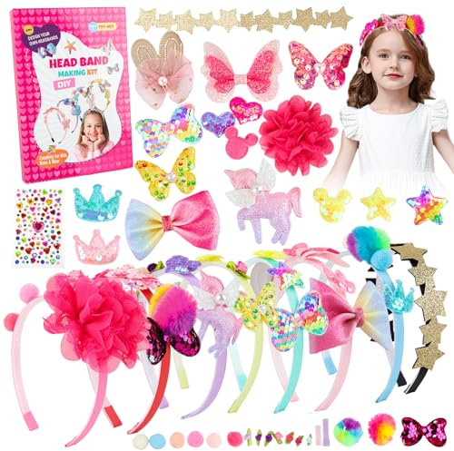 CIYIN Kit de Fabrication de Bandeaux pour Filles, Cadeau Fille 3 4 5 6 7 8 9 10 Ans, Serre Tête Bricolage, Cadeau Anniversaire, Activites Manuelles pour Enfants, Jouet Enfant 4-12 Ans