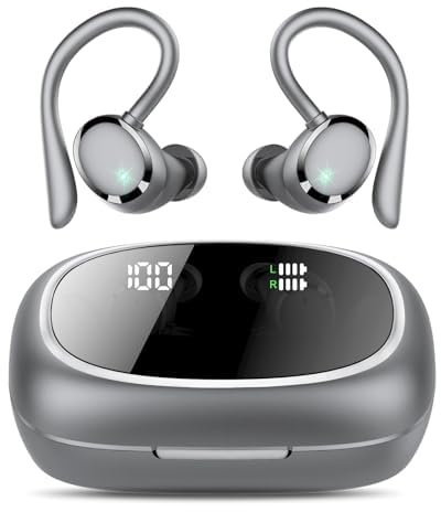 Bluetooth Kopfhörer Sport, Bluetooth 5.3 Kopfhörer Kabellos mit HD Mic,HiFi Stereo Tiefer Bass, 72 Std Spielzeit, Dual LED-Anzeige, IP7 Wasserdicht in Ear Ohrhörer mit Ohrhaken