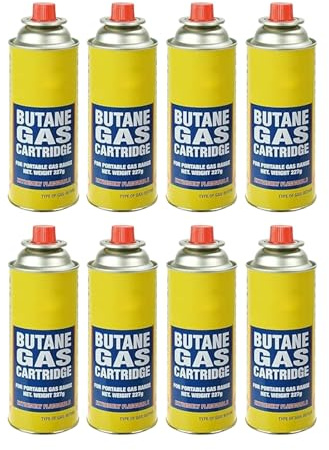 8 Butane Cans Portable Cooker in Carry Case 4/8 Gas Bottles Camping BBQ Kit Camping OR Stove with Automatic Ignition & Heat Control (8 Gas Canisters Only)