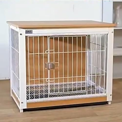 Labasuan Dog Crate Furniture, Wooden Dog Crate End Table, Decorative Heavy Duty Dog Kennel Furniture Indoor for Small Medium Dog(Wood,Medium)