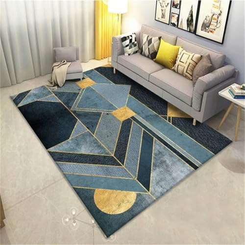 Kunsen Alfombra Cama Dormitorio Alfombra Habiracion Lavable Alfombra Habiracion Azul 50X80CM