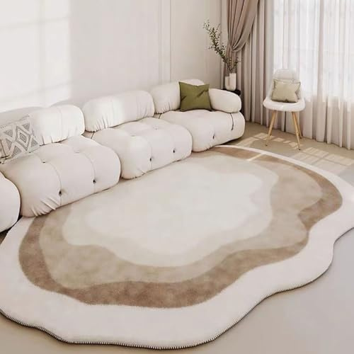 Alfombra suave de piel de oveja sintética y piel de cordero, antideslizante, lavable, para sala de estar y habitaciones de niños, pelo corto, color marrón, 200 x 300 cm, perfecta para decoración del
