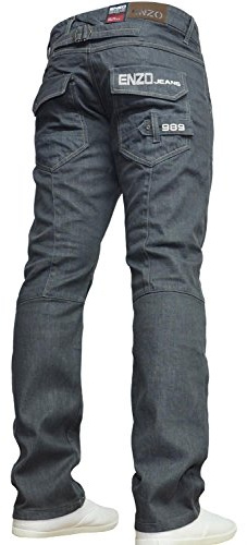 Enzo BNWT nya herrjeans blå designer rak tvättad alla midja och storlekar