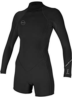O'Neill Wetsuits Women's Bahia 2/1mm Back Zip Long Sleeve Spring, Black/Black/Black, Size 8
