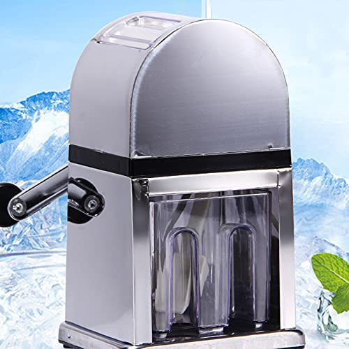 SNKOURIN Ice Crusher Manual,Stainless Steel Household Ice Crusher Shaver for Quick Coarse,Shave or Fine Crushing of Chips Snow Cone or Slush,Hand Crank Operated Ice Crusher