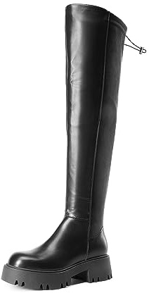 DREAM PAIRS Women's Platform Over The Knee Boots Lug Sole Round Toe Thigh High Long Chunky Block Heels Fall Boots