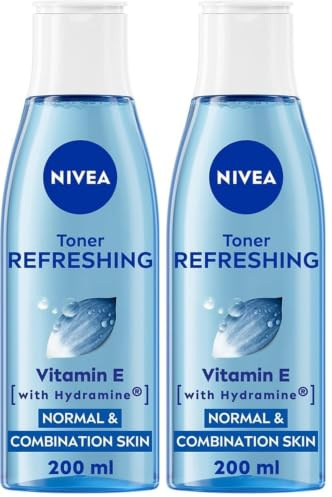 NIVEA Refreshing Toner (200 ml), Face Toner with Vitamin E, Deeply Cleanses, Invigorates the Skin, and Removes Residue, Effective Facial Cleanser (Pack of 2)